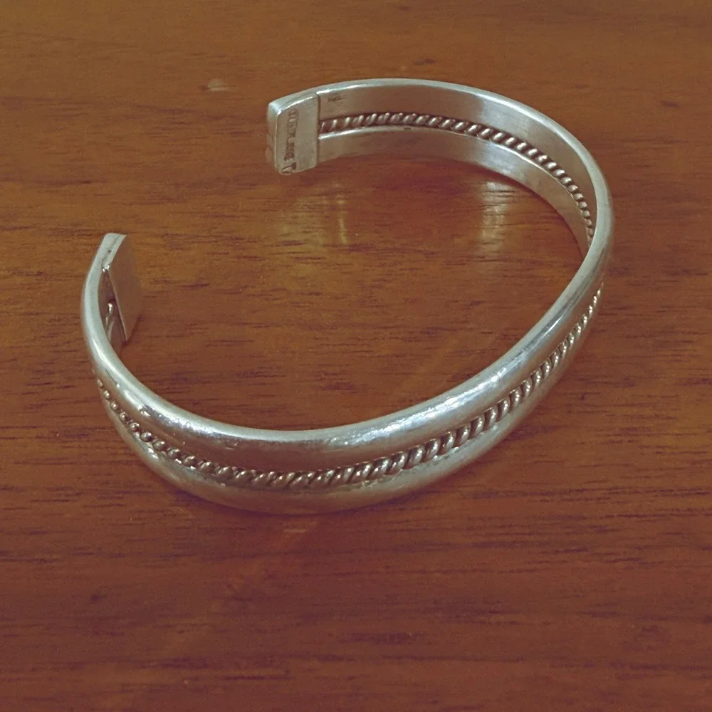 Vintage Sterling Silver Baby's Cuff Bracelet Navajo Style Marked 